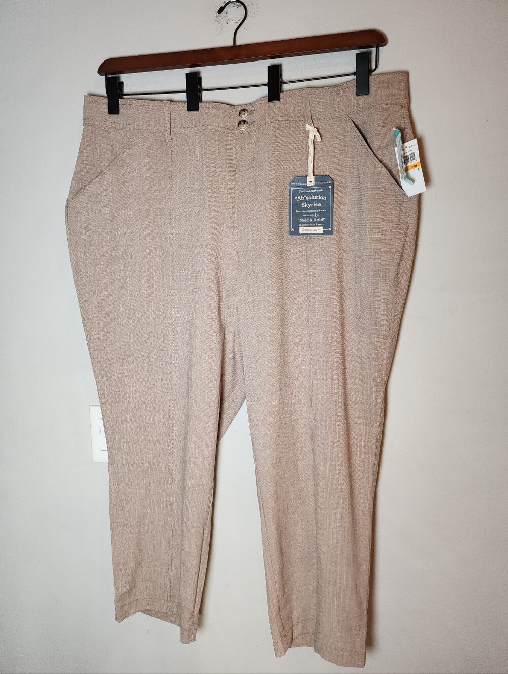 NWT Democracy Ab Solution Beige Skyrise Straight Curve Equality Trouser Pant 24W